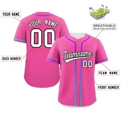 Pink White Gradient Ribbed Authentic Baseball Jersey 2