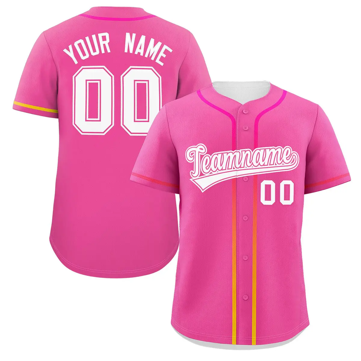 Pink White Gradient Ribbed Authentic Baseball Jersey