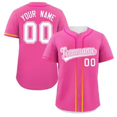 Pink White Gradient Ribbed Authentic Baseball Jersey 1