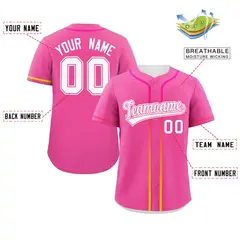 Pink White Gradient Ribbed Authentic Baseball Jersey 2