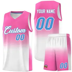 Pink White Gradient Sports Basketball Jersey 1