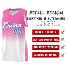 Pink White Gradient Sports Basketball Jersey 3