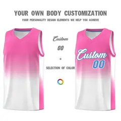 Pink White Gradient Sports Basketball Jersey 4