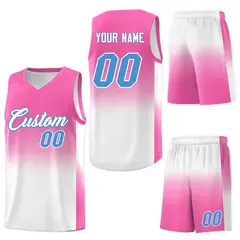 Pink White Gradient Sports Basketball Jersey 7