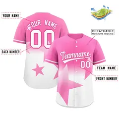 Pink White Gradient Star Graffiti Authentic Baseball Jersey 2