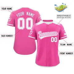 Pink White Gradient Star Pattern Authentic Baseball Jersey 2