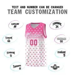Pink White Gradient Star Pattern Basketball Jersey Sets 4