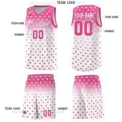 Pink White Gradient Star Pattern Basketball Jersey Sets 5