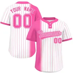 Pink White Gradient Stripe Two-Button Softball Jersey 1