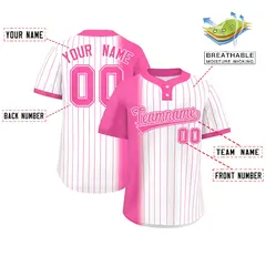 Pink White Gradient Stripe Two-Button Softball Jersey 2