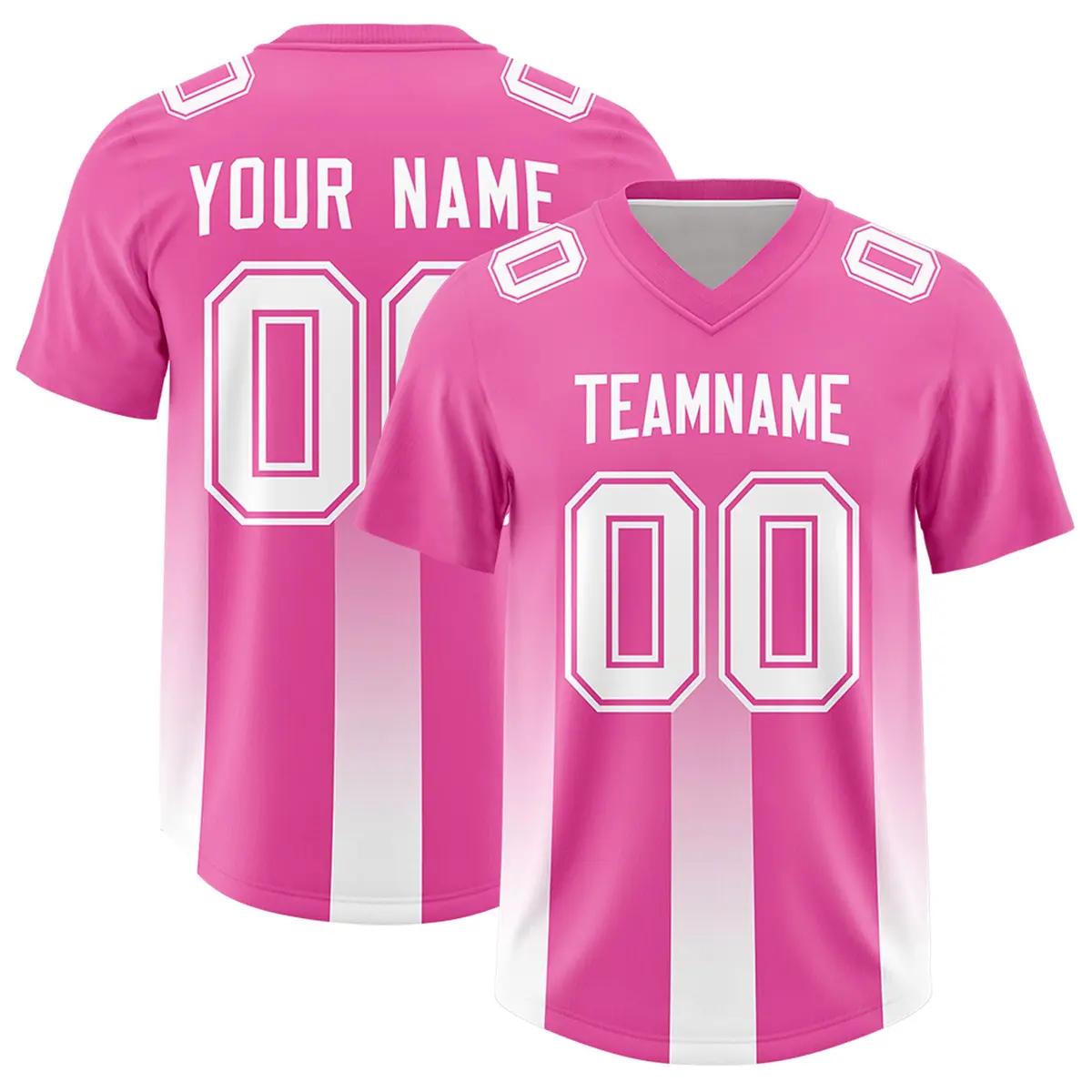 Pink White Gradient Vertical Stripe Fashion Football Jersey