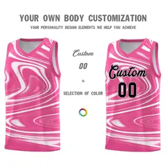 Pink White Graffiti Fluids Basketball Uniform Jersey Sets 3