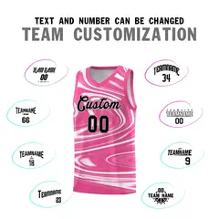 Pink White Graffiti Fluids Basketball Uniform Jersey Sets 4