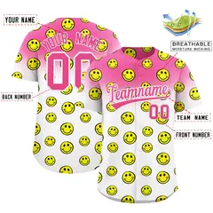 Pink White Graffiti Gradient Smile Baseball Jersey 2