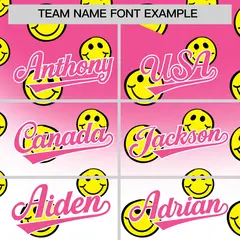 Pink White Graffiti Gradient Smile Baseball Jersey 3