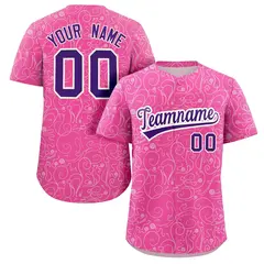 Pink White Graffiti Line Art Authentic Baseball Jersey