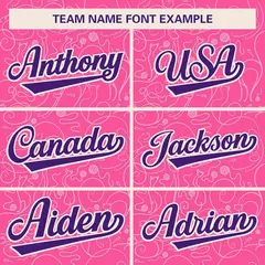 Pink White Graffiti Line Art Authentic Baseball Jersey 3