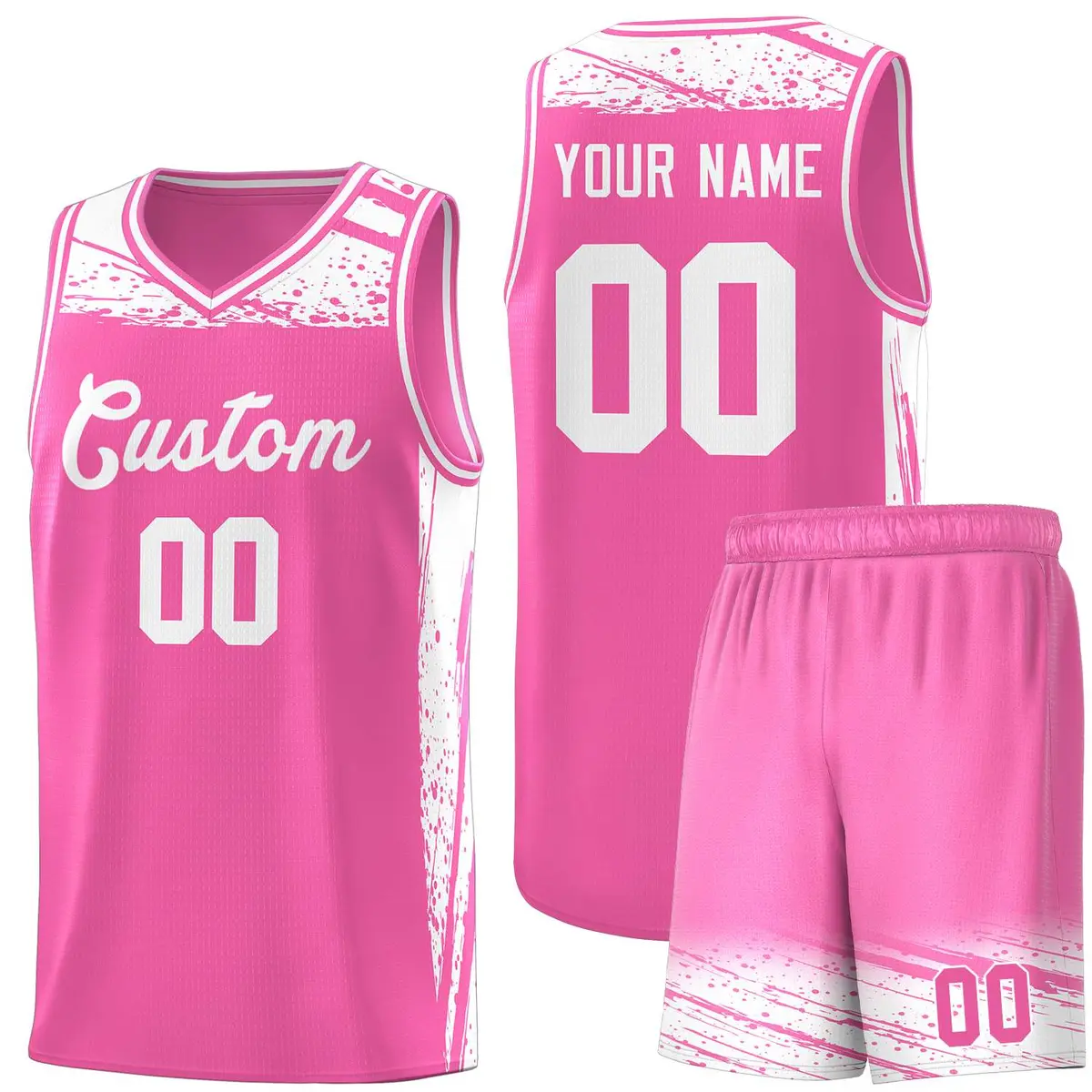 Pink White Graffiti Pattern Basketball Jersey Sports Uniform