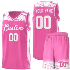 Pink White Graffiti Pattern Basketball Jersey Sports Uniform 1
