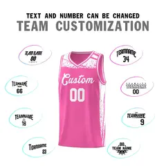 Pink White Graffiti Pattern Basketball Jersey Sports Uniform 3