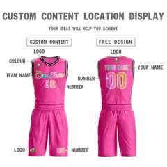 Pink White Graffiti Pattern Mesh Basketball Jersey Sets 3