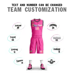 Pink White Graffiti Pattern Mesh Basketball Jersey Sets 4