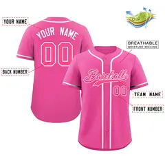 Pink White-Gray Classic Authentic Baseball Jersey 2