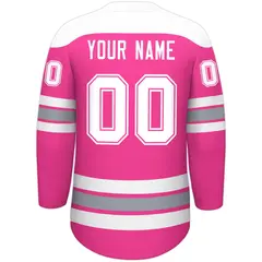 Pink White Gray Classic Lace-Up Neck Hockey Jersey 4