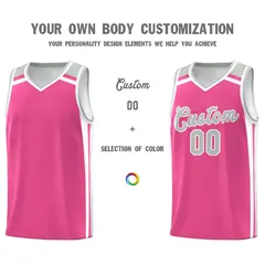 Pink White Gray Color Charge Series Team Basketball Jersey 3