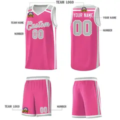 Pink White Gray Color Charge Series Team Basketball Jersey 5