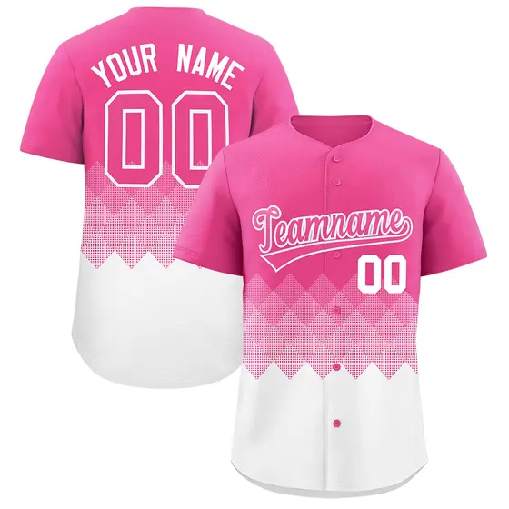 Pink White Grid Blur Pattern Baseball Jersey