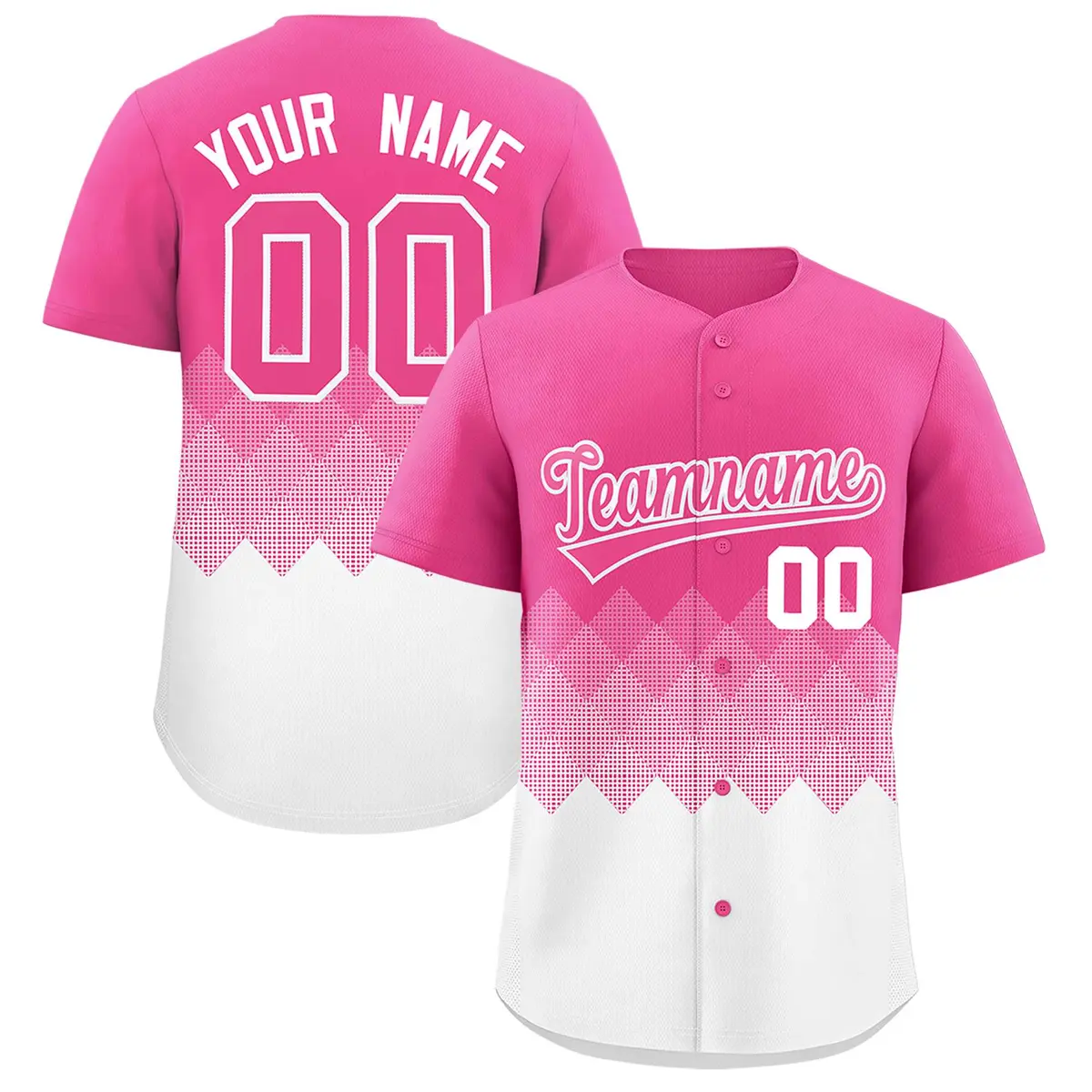 Pink White Grid Blur Pattern Baseball Jersey