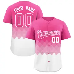 Pink White Grid Blur Pattern Baseball Jersey 1