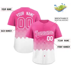 Pink White Grid Blur Pattern Baseball Jersey 2