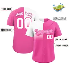 Pink White Half Gradient Authentic Baseball Jersey 2