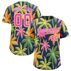 Pink White Hawaiian Graffiti Palm Tree Baseball Jersey