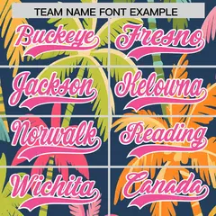 Pink White Hawaiian Graffiti Palm Tree Baseball Jersey 3