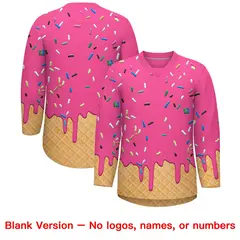 Pink White Ice Cream Pattern V-Neck Hockey Jersey 7