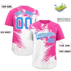 Pink White Ink Pattern Authentic Baseball Jersey 2