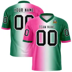 Pink White-Kelly Green Gradient Football Jersey 1