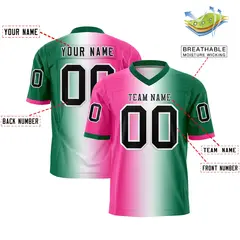 Pink White-Kelly Green Gradient Football Jersey 2
