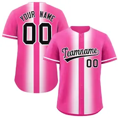 Pink White Lapel Gradient Fashion Baseball Jersey