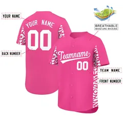 Pink White Leopard Graffiti Side Design Baseball Jersey 2