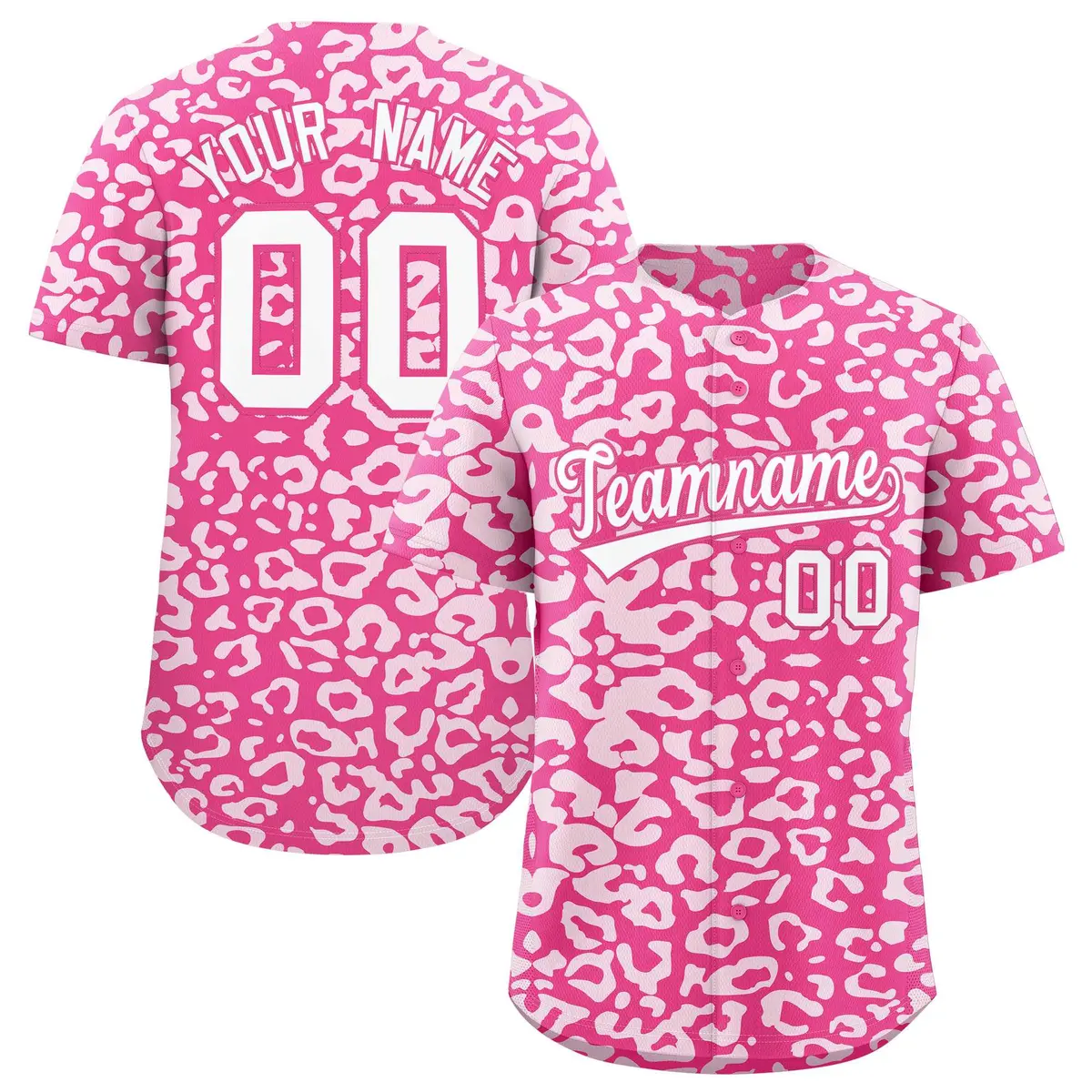 Pink White Leopard Print Baseball Jersey