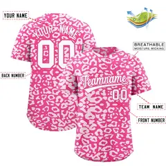 Pink White Leopard Print Baseball Jersey 2