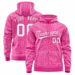 Pink White Leopard Print Varsity Full-Zip Letterman Jacket Hoodie 1