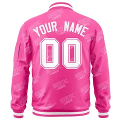 Pink White Letter Full-Zip Varsity Bomber Jacket 4