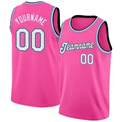 Pink White Light Blue Classic Mesh Basketball Jersey 1