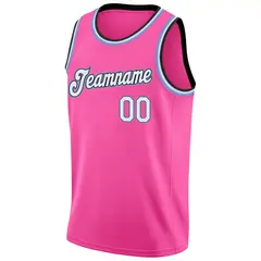 Pink White Light Blue Classic Mesh Basketball Jersey 5