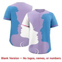 Pink White Light Blue Couple Silhouettes Valentine's Baseball Jersey 2